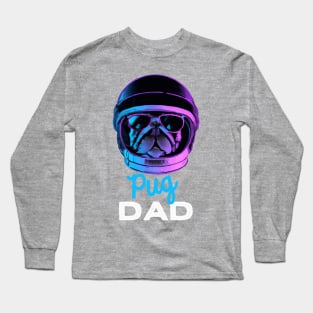 Pug Dad Synthwave Dog Owner Pugs Dog Father Long Sleeve T-Shirt